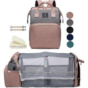Large Diaper Bag Backpack with Changing Station Travel Baby Bag Pink for Girls